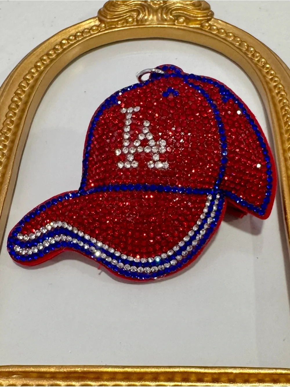 New Rhinestone Red Baseball Cap Keychain/Bag Charm